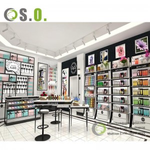 Customized Cosmetics Display Shelves Beauty Shop Store Cosmetic Rack Shopping Mall Makeup Display Wall Shelf