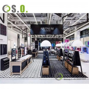 OEM ODM Retail Shop Cosmetic Display Shelves Wall Storage Design Beauty Products Display Cabinets Perfume Makeup Brand Store