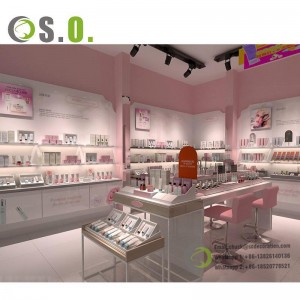 Ekrani i ri i ekspozitës kozmetike Kabineti për grim Sallon bukurie Rafti i produkteve LED Dritat LED Raftet e dyqaneve kozmetike