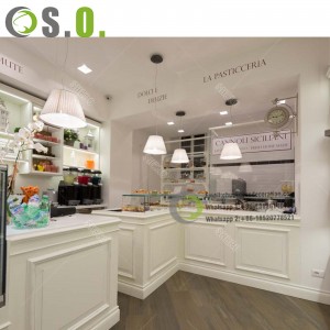 Fashion Bespoke Wooden Glass Floor Stand Department Store Customized Bakery Glass Display Showcases With Interior Design