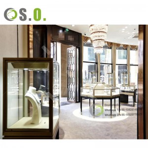 Design di gioielleria in stile elegante con mobili per interni vetrina vetrina in legno per gioielli personalizzati in vendita