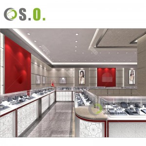 High-end Jewelry Shop Interior Design Jewelry Shop Furniture Modo Modern Jewelry Wall Showcase with LED Light