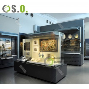 High end tempered glass museum display cabinet floor standing museum glass display showcase