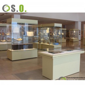 High End Custom Full Vision Frameless Display Cabinet Museum Pedestal Display Case Glass Showcase