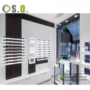 Factory Sale Sunglasses Shop Fitting Wall-Mount Sunglasses Display Wooden Shelf