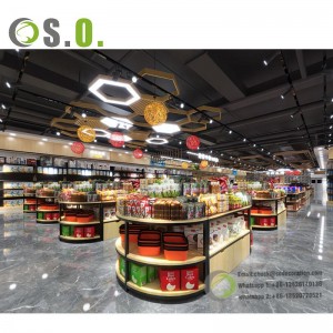Półka na artykuły spożywcze Gondole Półki w sklepach wielobranżowych Metalowy układ supermarketów Nowoczesne półki