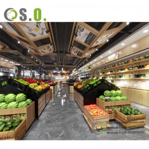 Good Quality Supermarket Equipment Fruit And Vegetable Display wooden Super Market Racks