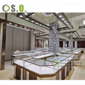 Square Jewelry Shop Counter Design Luxury Jewellery Shop Display Table Furniture Glass Jewelry Showcases