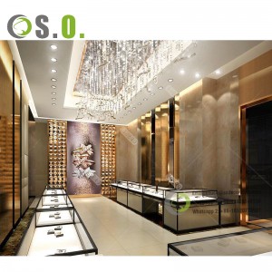 Luxury Jewelry Display Stands Golden Metal Frame Stand Modern Jewelry Store Interior Design Jewelry Display Showcase