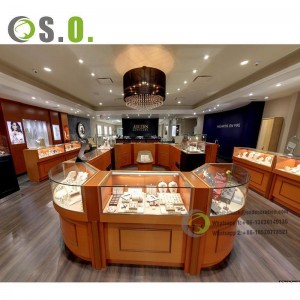 Luxury Custom Made High End Jewelry Store Glass Display Showcase Cabinet Set For Jewelry Shops Interior Showcase Counter Design