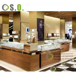 High-end Stainless Steel Jewelry Display Cabinet Glass Lockable Jewelry Shop Showcase with LED Light