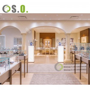 Имиња на продавница за накит со 3D рендерирање Продавница за накит накит Изложба од предниот дел на дизајнот
