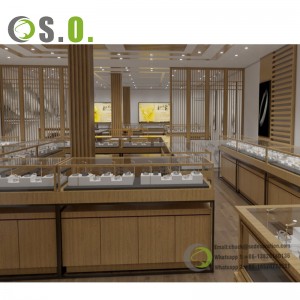 Shop Furniture Gold Store Design Glass Counter Jewelry Store Display Showcase Jewelry Display Cabinet With LED Light