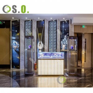 Custom jewelry shop store showcase for display showcase jewelry store 3d design display cabinet glass display for sale