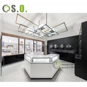 Wholesale Luxury Jewelry Shop Furniture Showcase With Led Light Customized Glass Jewelry Wall Showcase Design