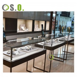 Manufacture Luxury Metal Jewelry Display Showcase Retail Shop Stainless Steel Jewellery Showcase Cabinet Kiosks For Mall Counter