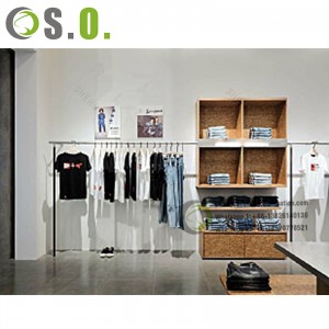 Clothes Shop Fitting Clothing Wooden  Shelves