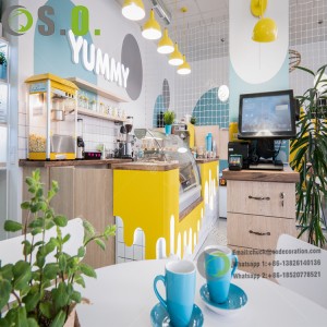 New design high quality bubble tea shop interior design tea shop furniture milk tea shop counter