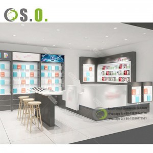 Retail Cell Phone Store Fixtures Custom Mobile Phone Shop Counter Interior Design Phone Display Showcase
