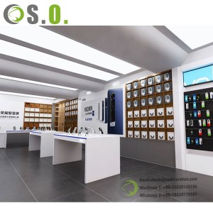 Modern Bespoke Handy Shop Display Vitrine Retail Handy Shop Design fir Interieurdekoratioun
