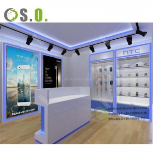 mobile display showcase glass counter display mobile shop interior design