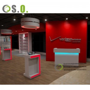 Factory Direct Sale Mobile Phone Shop Decoration Electronics Shop Interior Design Glass Cell Phone Display Cabinet Showcase