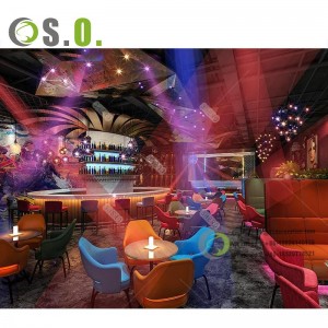 Lounge Bar Night Club Modern Interior Decoration Design With Led Light Supplies And Bar Furniture