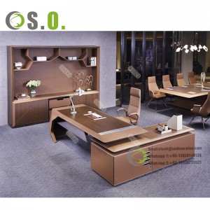 Luxury Modern L Shape Director Manger Ceo Boss Office Furniture Solutions Clàr Suidhich Deasg Oifis Riaghlaidh