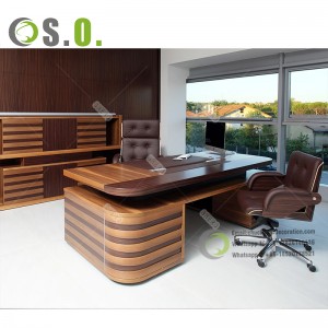 Luxuriöses, modernes Tischset in L-Form für Direktor, Manager, CEO, Boss, Büromöbellösungen, Chefbüro-Schreibtisch