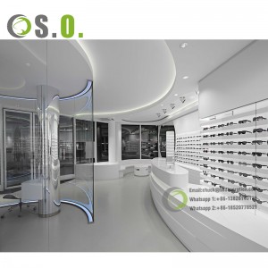 Environmental protection Wooden glasses display showcase / sunglasses store design for optical store display