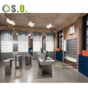 Přizpůsobený maloobchodní stojan na vystavení slunečních brýlí Nábytek s optikou Interiérový design luxusního nástěnného stojanu na brýle