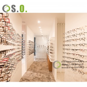 Raft de prezentare pentru ochelari din lemn personalizat Dulap de depozitare Magazin optic Mobilier Afișare Ochelari de soare Rafturi pentru vitrine de perete