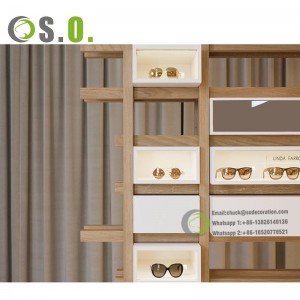 plastic sunglasses display counter wooden eyeglass display case Optical Furniture