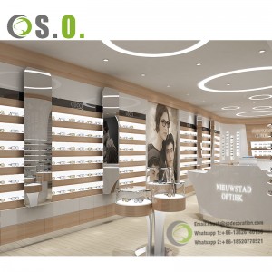 Wholesales Retail Eyewear Showroom Interior Design Wall Mounted Sunglasses Display Cabinet Optical Shop Decoration counter
