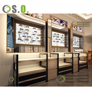 Professional glasses display counter wooden optical display cabinets eyewear display stand