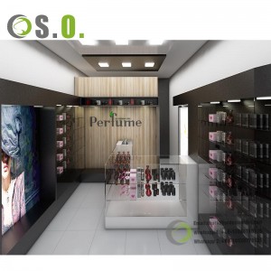 Customized perfume showcase glass perfume display cabinet perfume shopping display showcase