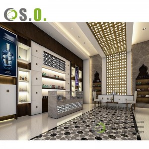 Exclusive design of multi-functional glass display case in advanced perfume mall