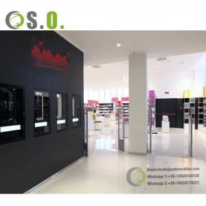 Exclusive design of multi-functional glass display case in advanced perfume mall