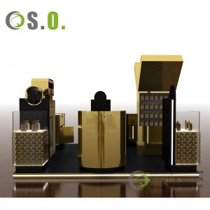 Modern custom perfume store display stand professional design of luxury multi-functional glass display case
