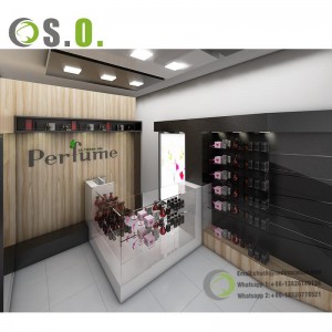 Customized cosmetic display shelf perfume display showcase cosmetic kiosk mall make up shop furniture design manufacture