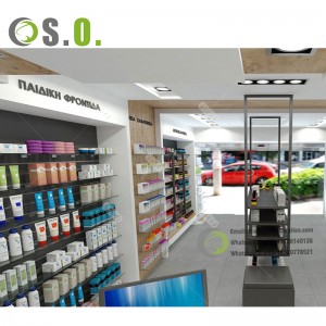 Hot Sale Pharmacy Furniture Guangzhou Laminate Pharmacy Display Counter Wood Showcase Designs For Medical Store Decoration