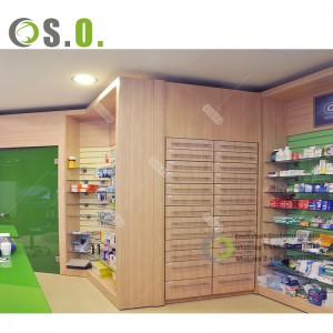 Estantes de farmacia personalizados, accesorios modulares, estante de exhibición para tienda médica, diseño de interiores de tienda de farmacia para atención médica profesional