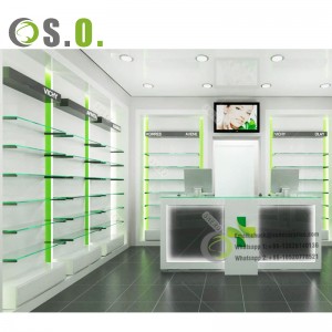 ປັບແຕ່ງຮ້ານຂາຍຢາເຟີນີເຈີ shelves ຮ້ານຂາຍຢາອອກແບບຮ້ານຂາຍຢາ
