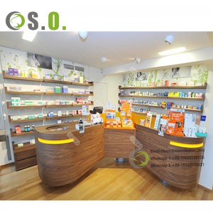 New Medical Display Rack Retail Store ອອກແບບພາຍໃນ Dispensary Pharmacy Cabinet With Drawer Shelving Drugstore Furniture