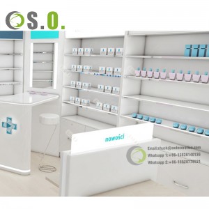Modern Medical Store Interior Layout Pharmacy Shop Cash Counter Display Furniture Design