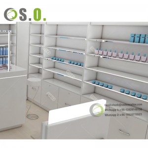 Comptoir de caisse en bois design de meubles de magasin de pharmacie et étagère de pharmacie unique à vendre, 2024