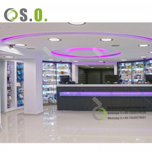Retail Pharmacy Decoration Customized Medical Pharmacy Shop Glass Wood Furniture Shelves Cabinet For Pharmacy Store Display