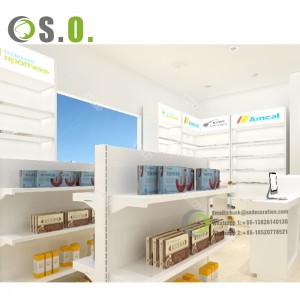 SHERO Wholesale retail pharmacy shop interior design wood pharmacy display furniture