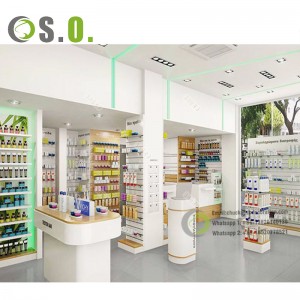2024 Pharmacy Furniture of Wall Mounted Shelves and Counter