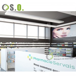 SHERO Wholesale retail medical shop interior design wood pharmacy display furniture